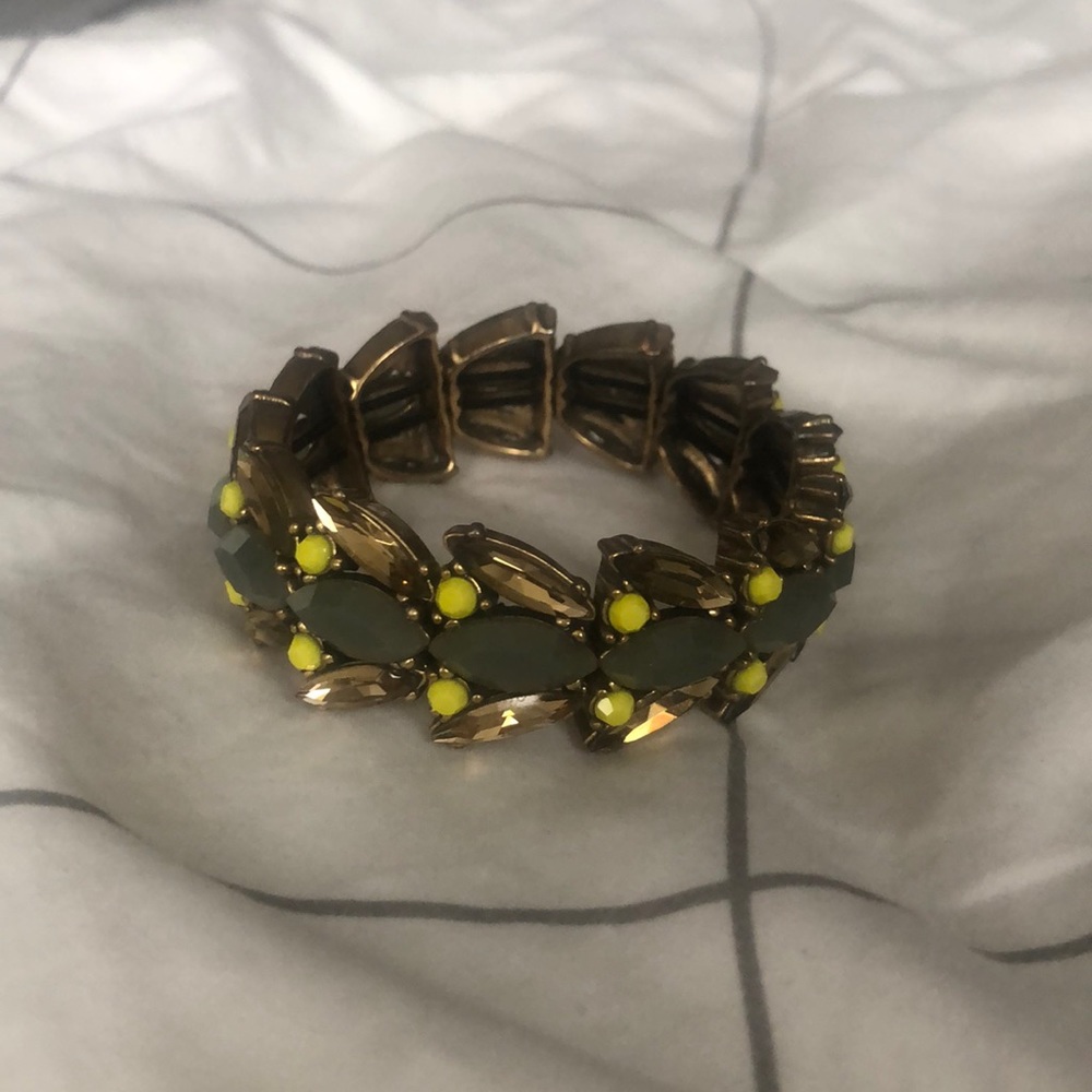 JCrew bracelet gray and yellow faux crystal